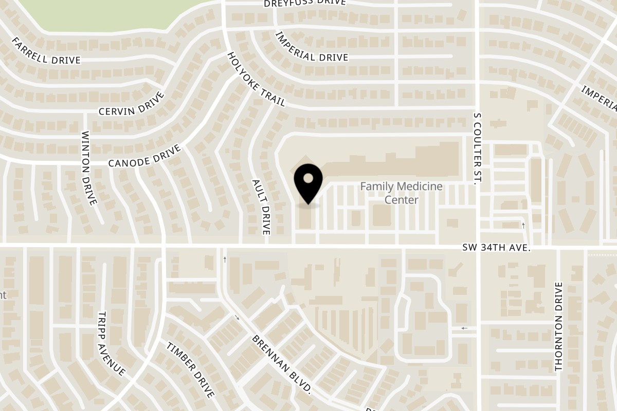 Map showing the location of Moonii Korean Food and Boba on 7406 SW 34th Ave #2a in Amarillo
